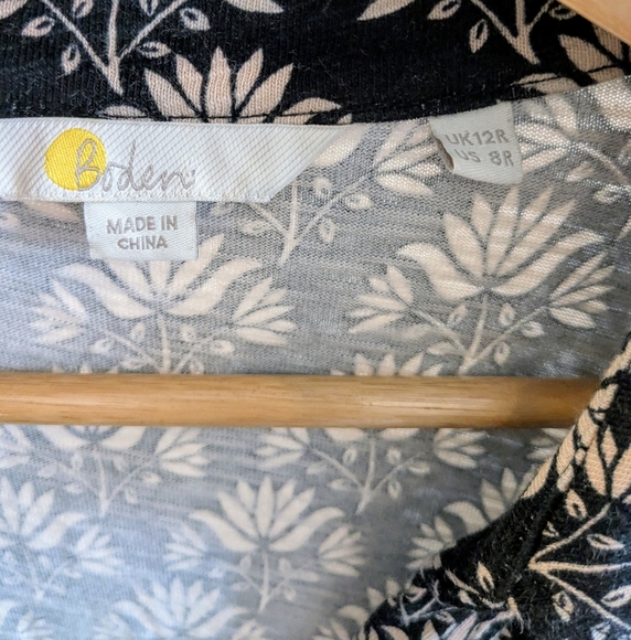 Boden Button Jersey Mini Tea Dress Beige/ Black Pockets Size 8R - Picture 11 of 13